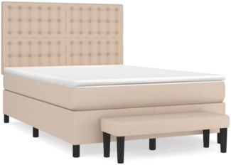 vidaXL Boxspringbett Matratze Cappuccino-Braun 140x190cm Kunstleder 3137664