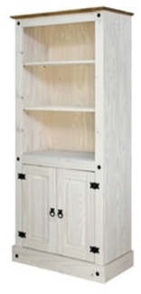 Bücherregal aus Kiefer massiv - Natur, lackiert - 3 Fächer, 2 Schubladen