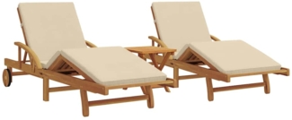 vidaXL Sonnenliege 3 pcs Beige Massivholz Akazie 3325184