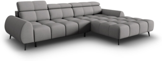 Micadoni Ecksofa Alyse 5-Sitzer Strukturierter Stoff Hellgrau Rechts
