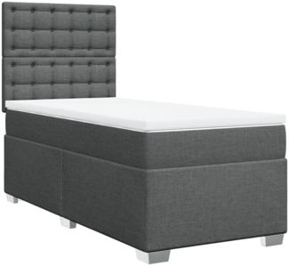 vidaXL Boxspringbett mit Matratze Dunkelgrau 90x200 cm Stoff 3290386