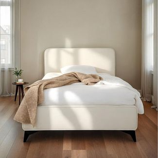 IDIMEX Polsterbett LAVORO, Bett 90x200 cm mit Lattenrost und weichem Stoffbezug, Einzelbett creme