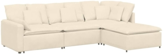 vidaXL Modulares Sofa mit Fußhocker Kissen Cordstoff Creme 3321199
