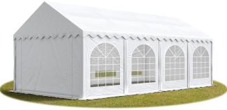 TOOLPORT Festzelt Partyzelt 3x8 m PREMIUM, hochwertige PVC Plane 750 N in weiß 100% wasserdicht mit Bodenrahmen