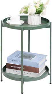 Beistelltisch Rund Metall 2 Ebenen Sofatisch Teetisch Grün