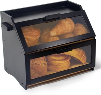 Zedelmaier Brotkasten Bambus Brotkasten mit 2 Etagen, großer Brotkasten, Bamboo, (Set, 1x Aufbewahrungsbox aus Bambus), mit Belüftung und Sichtfenster