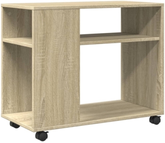 vidaXL Beistelltisch mit Rollen Sonoma Eiche 70x35x60 cm Holzwerkstoff 853148