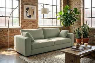 KAWOLA Sofa AMINA 3-Sitzer Stoff grün 82 x 101 x 228 cm