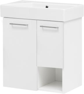 Gäste WC Waschbecken mit Unterschrank Gästewaschtisch Waschplatz 55 cm Weiß