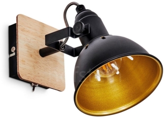 hofstein Wandleuchte »Arazane« Wandlampe aus Metall/Holz in Schwarz/Chrom/Gold/Hellbraun, ohne Leuchtmittel, verstellbar, Lichteffekt u. An-/Ausschalter, E14