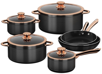 HOMELUX Topf-Set Kochgeschirr-Set, 10tlg Induktions Kochtopfset mit Deckel, Aluminium (Stilvolles Rose Gold, 10-tlg, Kochtopf 20/24/28 + Stieltopf 16 + Pfanne 24/28), induktionsgeeignet