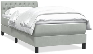 vidaXL Boxspringbett mit Matratze Hellgrau 80x220 cm Samt 3316521