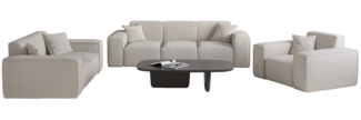 Sofaset Designersofa CELES PREMIUM 3-2-1 in Stoff Ascot Bukla Beige