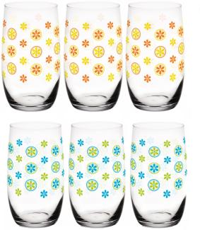 6 Longdrinkgläser 320ml mit Blumen-Motiv