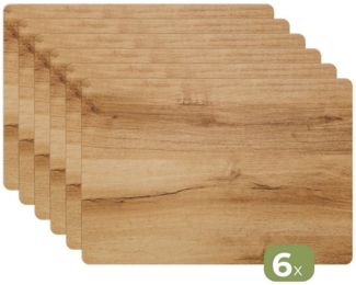 MuchoWow Platzset Holzoptik - Braun - Holz, (6-St), Platzsets, Tischset, Abwaschbar, Tischsets, Platzdeckchen