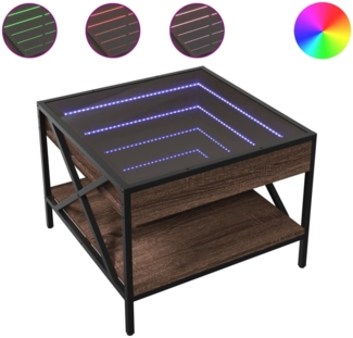 vidaXL Couchtisch mit Infinity-LED Braun Eichen-Optik 50x50x38 cm 847701