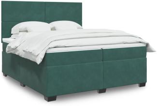 vidaXL Boxspringbett mit Matratze Dunkelgrün 200x200 cm Samt 3290999