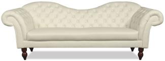 Casa Padrino Chesterfield 3er Sofa Venedig - Echt Leder Creme