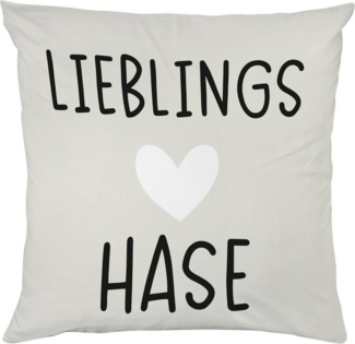 queence Dekokissen Lieblings Hase, Beidseitig bedruckte Kissenhülle, Kissen 40x40cm, inkl. Reißverschluss