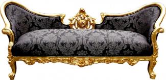 Casa Padrino Barock Sofa Vampire Schwarz Muster / Gold - Möbel