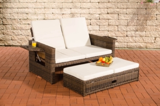 CLP Polyrattan Sofa Ancona 5mm,braun-meliert cremeweiß