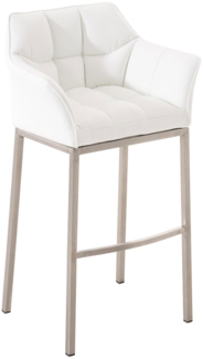Barhocker GIBEL - Kunstleder Weiß 64 x 48 x 110 cm Silber | Barstuhl Mit Lehne Tresenhocker Tresenstuhl Kneipenhocker Kneipenstuhl