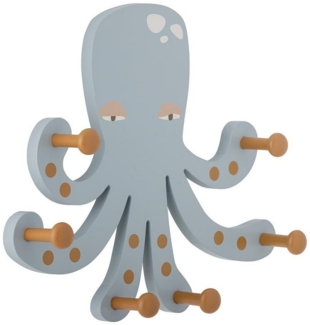 Bloomingville Wandgarderobe Oswall Kleiderständer Blau, Blau 30 x 26 x 6 cm aus Lotusholz Kinderzimmer