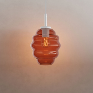 s.luce Echos Glas-Hängelampe Aufhängung 150cm Weiß Braun Ø 18cm