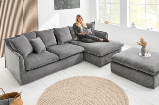 riess-ambiente Ecksofa HEAVEN 255cm grau, Einzelartikel 1 Teile, Couch · L-Form rechts · Wohnzimmer · Cord · Federkern · Landhaus