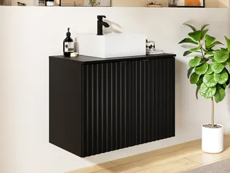 Vente-unique - ZILGA Waschbeckenmöbel Holz, Platte Schwarz - B 44 cm x H 60 cm x L 80 cm