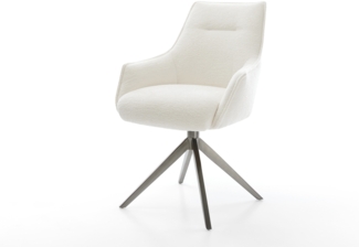 Drehstuhl Alja-Flex mit Armlehnen Bouclé Soft Beige Kreuzgestell breit Graphit 360° drehbar Wippfunktion Taschenfederkern