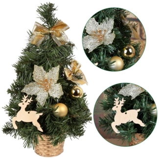 Sarcia. eu Künstlicher Weihnachtsbaum Künstlicher Weihnachtsbaum mit goldenen Ornamenten im Topf 30cm