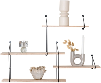 Wandregal, 4 Holzböden, schwarzer Rahmen, 99 x 17,5 x 62 cm