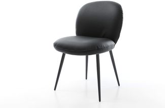 Esszimmerstuhl Nube-Flex Echt-Leder Schwarz 4-Fuß konisch Schwarz Taschenfederkern