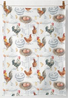 Ambiente® Geschirrtuch Chicken farm, (1-tlg, 1-teilig), Geschirrtücher ca. 50x70cm Baumwolle