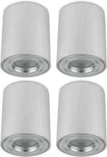 Sweet LED Aufbauleuchte 4er Set IP44 Bad & Feuchtraum GU10 Aluminium Aufbauspot Alu gebürstet, ohne Leuchtmittel, Aufbaustrahler LED, Deckenstrahler, spritzwassergeschützt