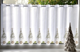 Stickereien Plauen Scheibengardine Tannenbaum (1 St), Stangendurchzug, transparent, Voile