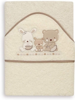 Interbaby 01080-05 Baby Kapuzenbadetuch LOVE beige, Beige