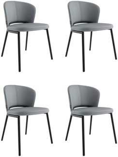 4er Set Esszimmerstuhl Design Küchenstuhl Dean Kunstleder hellgrau Metallbeine : Hellgrau