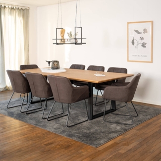 HOME DELUXE Essgruppe Eckig AVENCIA inkl. U-Fuß - 240 x 120 cm Light Oak 8 Stühle