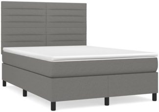 vidaXL Boxspringbett mit Matratze Dunkelgrau 140x200 cm Stoff, Härtegrad: H2 [3141858]