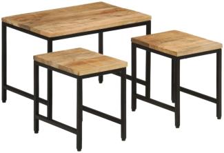 vidaXL Satztische 3 Stk. Raues Massivholz Mango und Eisen 372731