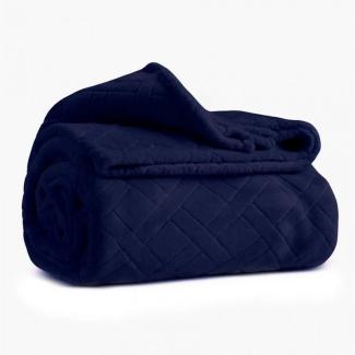 Karaca Tagesdecke Elanor Flannel Emboss Wellsoft Double Blanket, Navy - 200 x 220