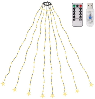 Salcar LED-Lichterkette LED Lichterkette Weihnachtsbaumspitze Stern Weihnachtsbaum Dekoration, USB Weihnachtsbaumbeleuchtung mit Fernbedienung, 9 Modi Warmweiß 1,5m