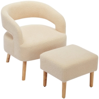 OKWISH Ohrensessel Freizeitstuhl mit Fußstütze (TV-Sessel, Polstersessel, Relaxsessel, Loungesessel, Fernsehsessel, Einzelsessel, 1-St, 66*65*73+48*41*41 cm), mit Hocker, aus Teddy Fleece