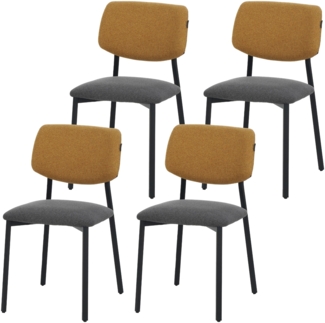 RAVINO Designerstuhl A21– 4er Set Esszimmerstuhl gepolstert mit Stoffbezug, moderner Küchenstuhl mit Rückenlehne, Stuhl, belastbar bis 110 kg– Gelb