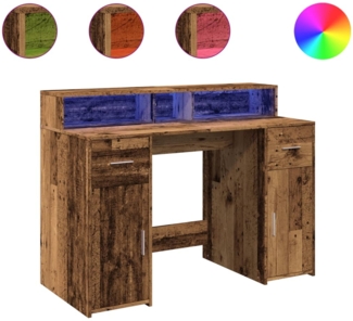vidaXL LED-Schreibtisch Altholz-Optik 120x55x91 cm Holzwerkstoff 3309418