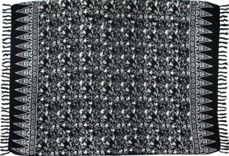 Wogeka Sarong blickdichter Sarong schwarz Muster Strandtuch Strandkleid Wickelrock