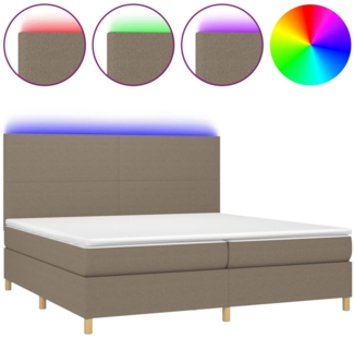vidaXL Boxspringbett mit Matratze & LED Taupe 200x200 cm Stoff, Härtegrad: H2 [3135305]