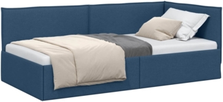 vidaXL Eckbettgestell mit Kopfteil Blau 80 x 200 cm Samt 42016454